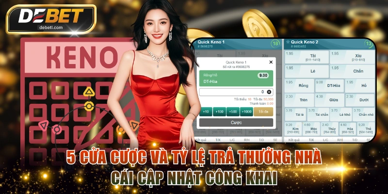 5 cửa cược và tỷ lệ trả thưởng nhà cái cập nhật công khai