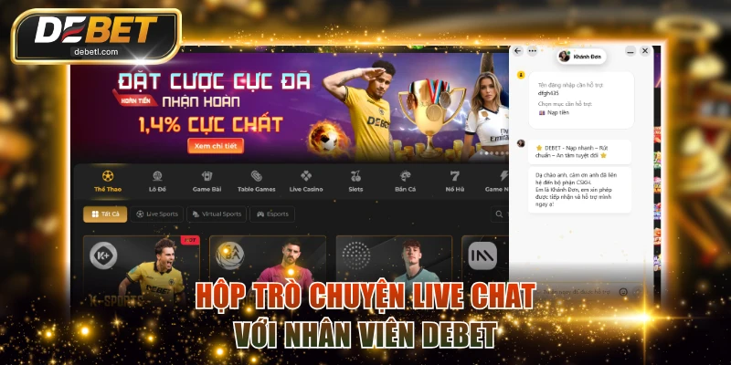 Hộp trò chuyện live chat với nhân viên DEBET